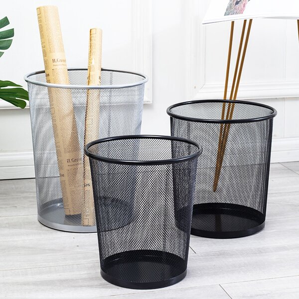 Metal Mesh Trash Can Manufacturer - Household Large Round Bathroom Office Commercial Wastebasket