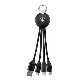 3-In-1 Keychain Cable Manufacturer - LED Logo TPE Jacketed Weaved Portable Charging Wire Gift