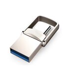 USB Flash Drive Manufacturer - Custom Logo 128GB USB 3.0-C 2-In-1 Swivel Flash Drive with Box