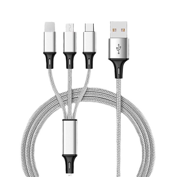 3-In-1 USB Cable Manufacturer - Custom Nylon 1.2M Charging Cable for Phone Type-C Android iOS