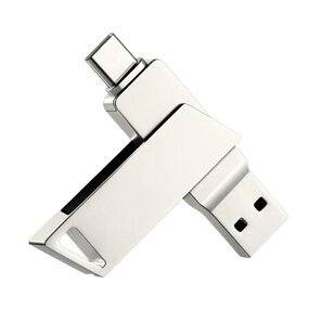 USB Flash Drive Manufacturer - Metal Rotating 256GB USB 3.0-C Mobile Phone Computer Dual-Use Drive