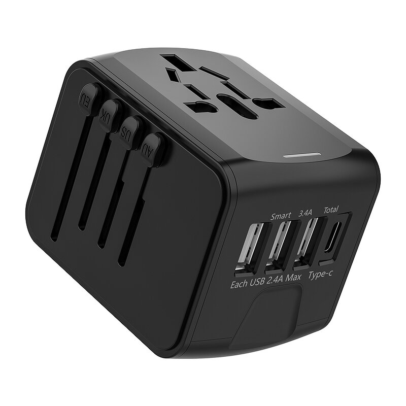 Universal Travel Adapter Manufacturer - 60W QC3.0 Type-C 3 USB Ports UK US AU EU Charger Adapter