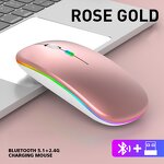 Custom Mini 3D Ergonomic LED Backlight Gaming Mouse Rechargeable BT5.0 & Silent 2.4GHz Wireless Mouse USB Interface for Laptop