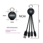 3-In-1 Data Cable Manufacturer - LED Illuminated Keychain Braided Multifunctional Computer Charging Gift