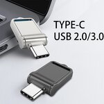 USB Flash Drive Manufacturer - Custom Logo 128GB USB 3.0-C 2-In-1 Swivel Flash Drive with Box