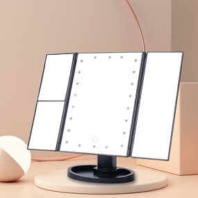 LED Makeup Mirror Manufacturer - Hot Selling Portable Trifold Single-Sided 3-Way Touch Control Vanity Mirror