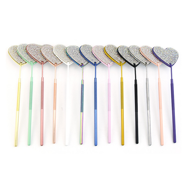 Eyelash Extension Mirror Manufacturer - Stainless Steel Eco-Friendly Heart-Shaped with Rhinestone