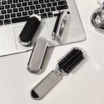 Hair Brush with Mirror Manufacturer - High Quality Electroplated Silver Mini Folding