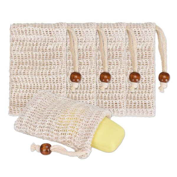 Soap Exfoliating Bag Manufacturer - Natural Sisal Double Layer with Drawstring