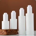 Cosmetic Bottles Manufacturer - Customized White Glass for Lotion Serum with Pressing Dropper