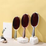 Hair Brush Manufacturer - Gold Silver Electroplated Boar Bristle Paddle Anti Static
