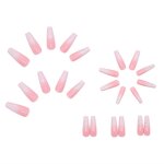 Press on Nails Manufacturer - 24pcs French Pink Long Ballerina Glossy Coffin False
