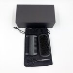 Beard Brush Set Manufacturer - Wholesale Custom Logo Black Boar Bristle Wood