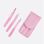 Eyebrow Tweezers Set Manufacturer - Private Label Black Straight Tip Stainless Steel