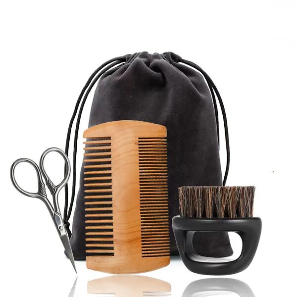 Beard Brushes and Comb Set Manufacturer - Factory Wholesale Boar Bristle with Scissors