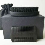 Beard Brush Set Manufacturer - Wholesale Custom Logo Black Boar Bristle Wood