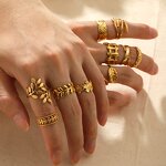 Ring Manufacturer - Leaf Geometric Hollow Flower 18k Gold Snake Shape Fashion for Women