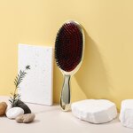 Hair Brush Manufacturer - Gold Silver Electroplated Boar Bristle Paddle Anti Static