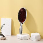 Hair Brush Manufacturer - Gold Silver Electroplated Boar Bristle Paddle Anti Static