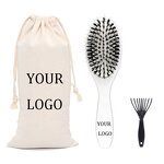 Boar Bristle Brush Set Manufacturer - Custom Logo Wooden with Cotton Bag & Cleaner