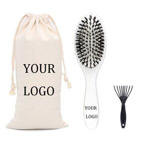 Boar Bristle Brush Set Manufacturer - Custom Logo Wooden with Cotton Bag & Cleaner