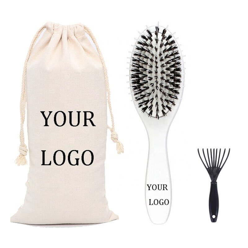 Boar Bristle Brush Set Manufacturer - Custom Logo Wooden with Cotton Bag & Cleaner