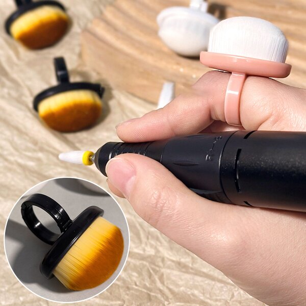 Dust Cleaning Brush Manufacturer - Oval Black & White Ring-Shaped Nylon Manicure Tool
