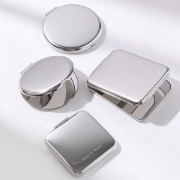Pocket Makeup Mirror Manufacturer - Custom Logo Stainless Steel Double-sided Compact Folding Mini