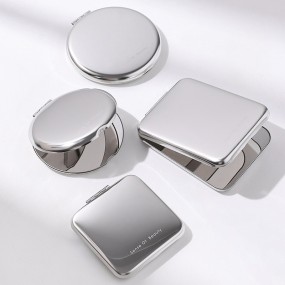 Pocket Makeup Mirror Manufacturer - Custom Logo Stainless Steel Double-sided Compact Folding Mini