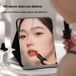 折叠化妆镜源头工厂-PU可调便携桌面化妆品定制标识批发