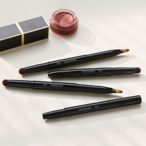 Lip Brush Manufacturer - Single Black Double Ended Retractable Lip Brush Pink Double Side Blending
