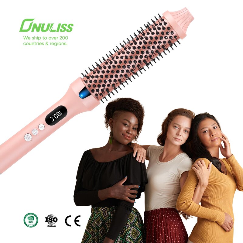 Ionic Hair Curling Brush Manufacturer - Thermal Heated Round Brush Straightener Household Hotel Tool