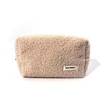 Cosmetic Bag Manufacturer - Private Label Cute Fluffy Recycled Teddy Velvet Square