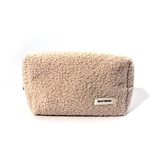 Cosmetic Bag Manufacturer - Private Label Cute Fluffy Recycled Teddy Velvet Square