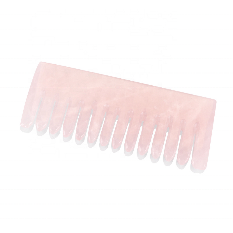 Hair Comb Manufacturer - Natural Rose Quartz Crystal Stone Jade Guasha for Head Massage