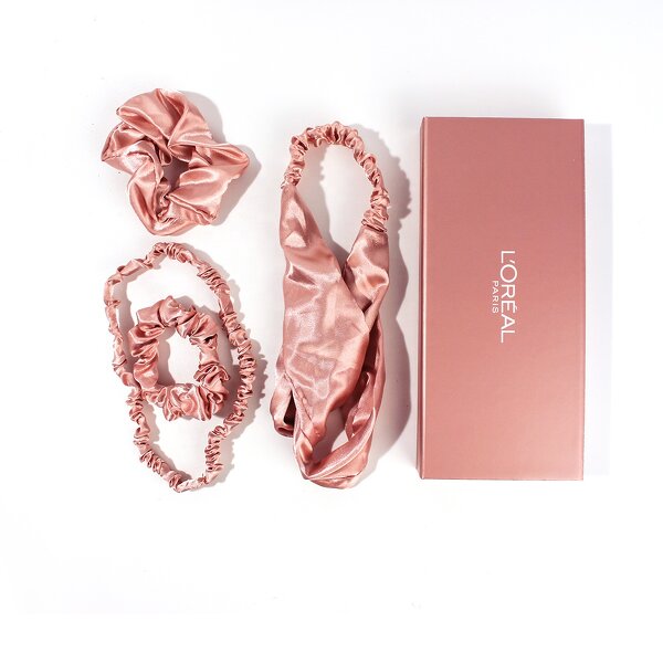 Headband Set Manufacturer - Custom Branded 100% RPET Silk Satin Knot Scrunchies