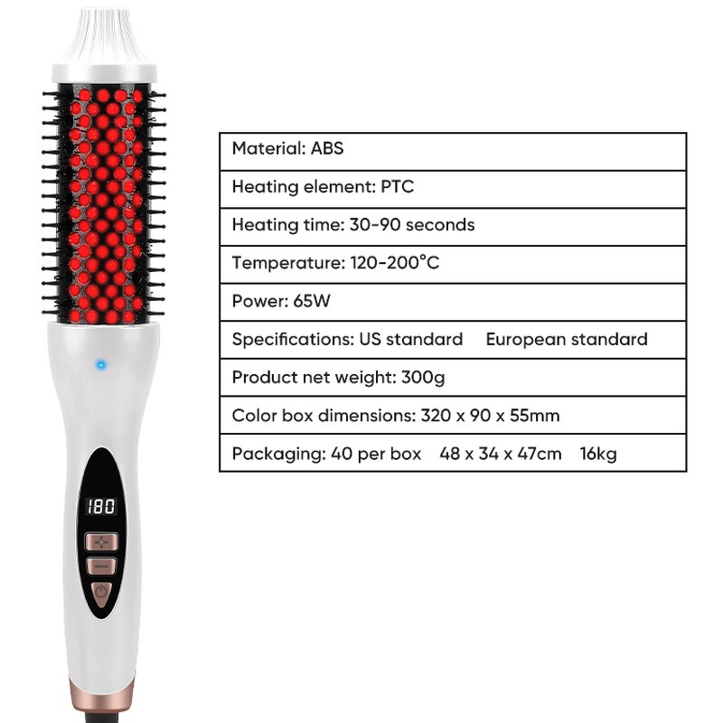 Hair Curling Brush Manufacturer - New Model Hot Round Comb Electric Thermal Red Light