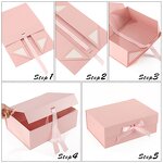 Magnetic Recyclable Rigid Customizable Gift Boxes 22x17x8.5cm Bow Lids for Birthdays Weddings Valentine's Christmas (Pink)