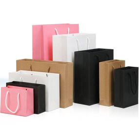 Customised Offset Craft Paper Bags White Brown Kraft 'Thank You' Shopping Bag with Customised Logo Design