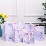 Wholesale Luxury Custom-Size Purple Art Paper Gift Bag Water-Resistant White Cardboard for Clothing Shopping Packaging Ribbon