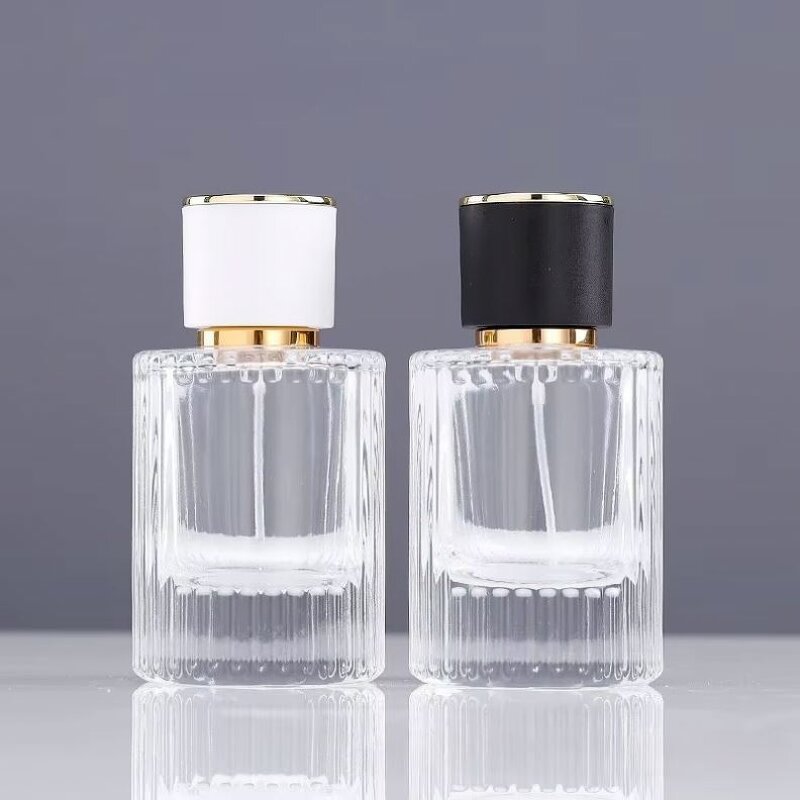 Round Shape Glass Perfume Bottle 50Ml Unique Perfume Bottle With Spray Head Glass Packaging Container