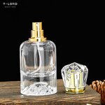 Golden Lid and Pump Sprayer Perfume Bottle 30ml-250ml Capacity for Cosmetic Skincare Oils Screen Printed Packaging Surface