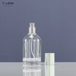 Glass Perfume Bottle with Flat Aluminium Cap Screen Printed Roll Seal Pump Sprayer Serum Cream Diffuser Packaging Boxed