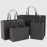 Handmade Luxury Black Cardboard Paper Bag with Custom Logo for Shoes Clothes Socks Fur Packing Quality Gift Comfortable Handle