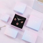 Customized Pink Kraft Paper Box and Paper Bag Set Embossed Logo Matt Lamination Foldable Folder Type for Jewelry with Lid