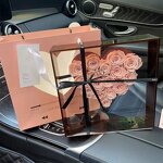 Valentine's Day Custom Square Acrylic Window Gift Box with Matte Finish Europe Bag Transparent Rose Flower Design for Candle