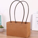 Wholesale Small Size Brown Kraft Paperboard Gift Bag with Handle Custom Design Flower Bouquet Packaging for Crafts Candles