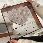 Valentine's Day Custom Square Acrylic Window Gift Box with Matte Finish Europe Bag Transparent Rose Flower Design for Candle