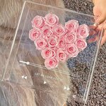 Valentine's Day Custom Square Acrylic Window Gift Box with Matte Finish Europe Bag Transparent Rose Flower Design for Candle