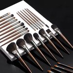 24pc Professional Goat Pony Hair Makeup Brush Set 24 Pieces Black Eye Shadow Brushes with PU Bag for Face & Lip Liner